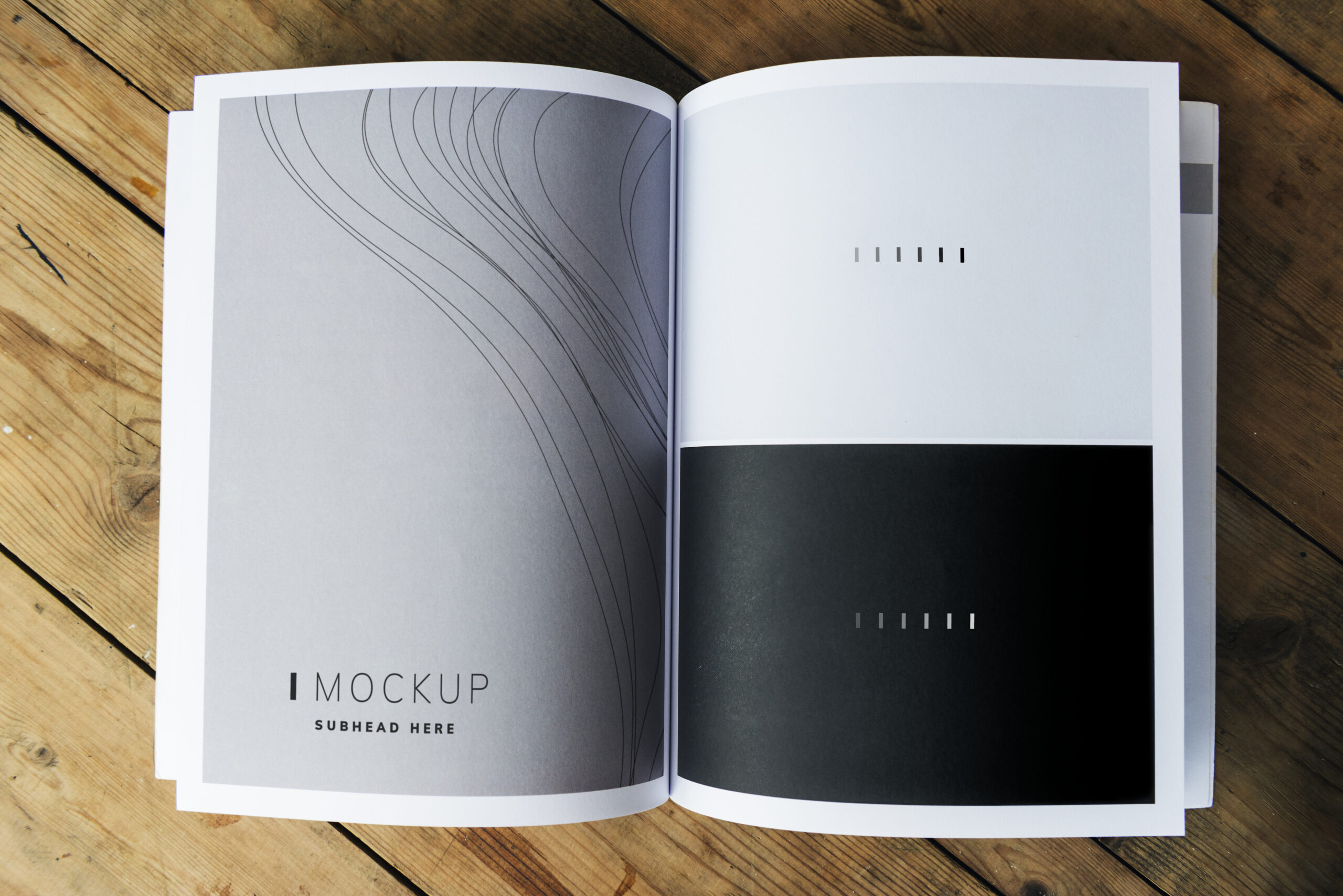 Wave texture magazine page mockup